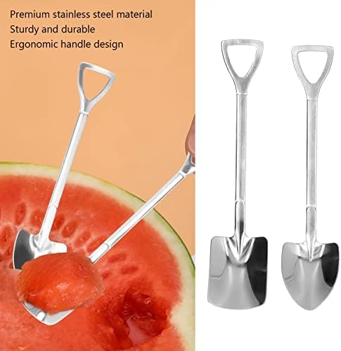2Pcs 6 Inch Stainless Steel Shovel Spoons,Ergonomic Handle Ice Cream Scoop for Dessert Fruit Yogurt, Mini Kitchen Tableware Tools for Home Restaurant(#1)