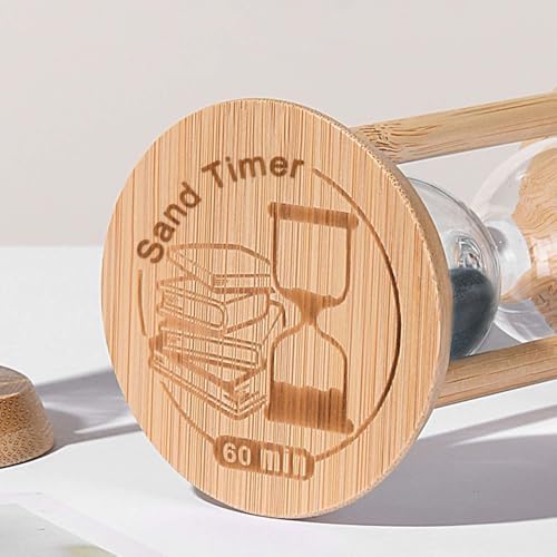 SuLiao Wooden Sand Timer 60 Minute Hourglass, Bamboo Sand Clock, Small Black Sand Watch 60 Min, Reloj De Arena Hour Glass Sandglass for Home Office Decorative Game Classroom