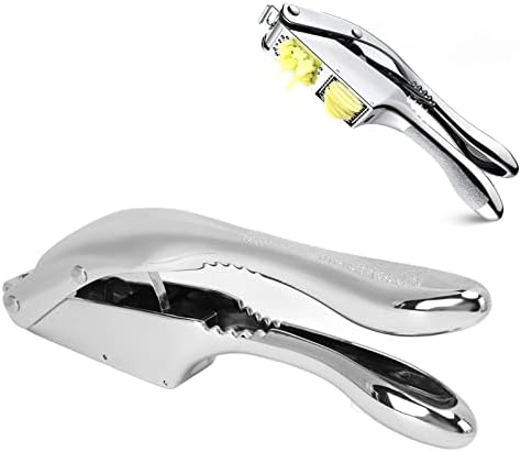 Garlic Masher, 2 in 1 Garlic Press Easy to Use Garlic Mincer Stainless Steel Garlic Crusher Heavy Duty Garlic Smasher