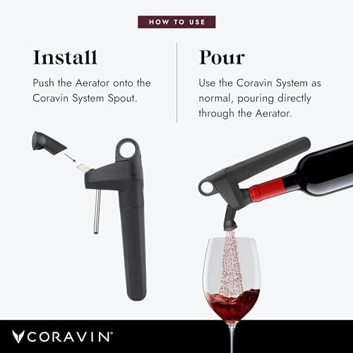 CORAVIN Pivot Aerator For Use, Wine Preservation System Quickly Aerates Your Bottled Red and White Wine, Preserves Wine Freshness, Black