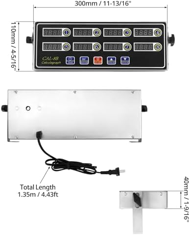 QWORK Digital Kitchen Timer - 8-Channel Multi-Timer with Waterproof Panel, Adjustable Volume