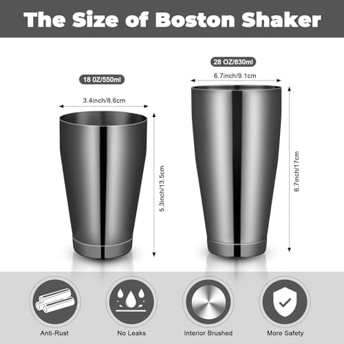 Sabary 12 Pcs Shakers Bartending Boston Cocktail Shaker, Black
