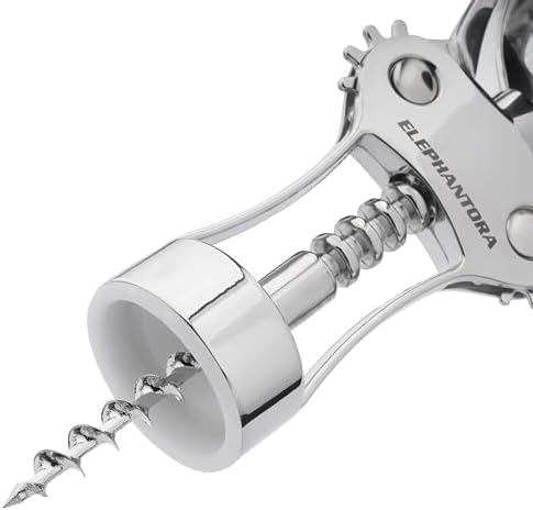 Wine Opener, Zinc Alloy Premium Wing Corkscrew with Multifunctional Bottles Opener, Sharp Wine Corkscrew with Ergonomic Non-Slip Wing Handle, Silver