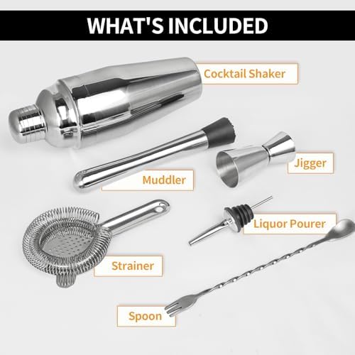 6-Piece Cocktail Shaker Set Bartender Kit Drink Shaker Bar Set