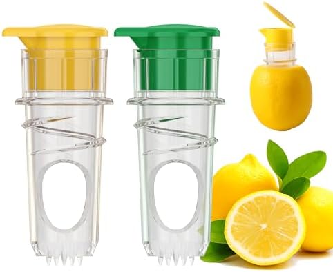 2025 New Screw-Top Lemon Squeezer – 2 Pack BPA-Free Handheld Lemon and Lime Juicer with Lid – Manual Citrus Squeezer for Kitchen, Cocktails, and Outdoor Cooking (Yellow + Green)