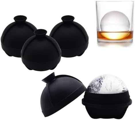 Silicone Ice Ball Molds with Built-in Funnel for Whiskey,Set of 4