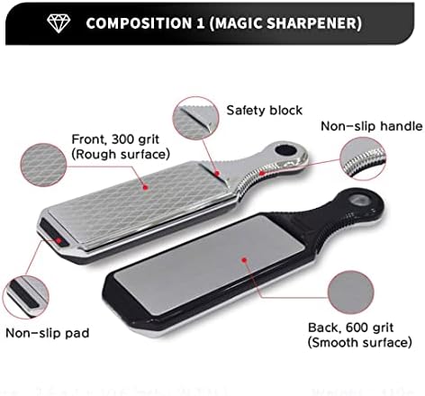 Knife Sharpeners Handheld 300/600 Grit Double Sided Diamond Knife Sharpening Weststone Stone for Kitchen Knives Scissors Garden Tools with scissors sharpener(SHA-2W SET)
