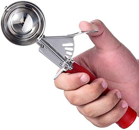 Cookie Scoop Set of 3 With Plastic Handle, Ice Cream Scoop with Trigger, Size Large（2.49 Inch）- Medium（1.97 Inch）- Small（1.58 Inch） Size Polishing 18/8 Stainless Steel Cupcake Scoop
