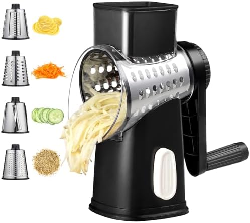Rotary Hand Crank Cheese Grater,Cheese Shredder Vegetable Slicer(Black)