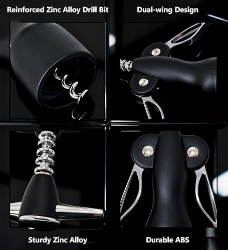 Beauty Inspired Corkscrew Wine Opener Set with Bottle Stopper and Aerator Pourer Dual Wing Design