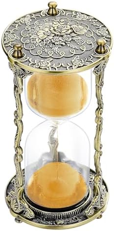 SuLiao Hourglass Sand Timer 60 Minute, 60 Min Mandala Rose Engraving Brass Gold Sand Clock,Antique Reloj De Arena 1 Hora, One Hour Glass Sandglass for Gift Home Office Desk Decor
