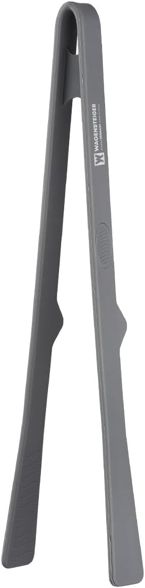 Wagensteiger Dark Gray Silicone Tongs : Easy grip Design with Heat Resistant, Non-stick Cookware Safe, BBQ Grill Tool for Flipping Grabbing Serving, Lightweight Structure (11.42 inch Long)