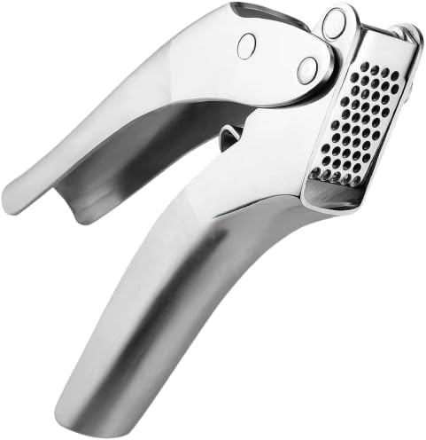 Premium Heavy Duty Garlic Press - 100% 304 Stainless Steel Professional Garlic Mincer & Crusher - Easy Clean Dishwasher Safe Kitchen Tool, Includes Custom Cleaning Brush