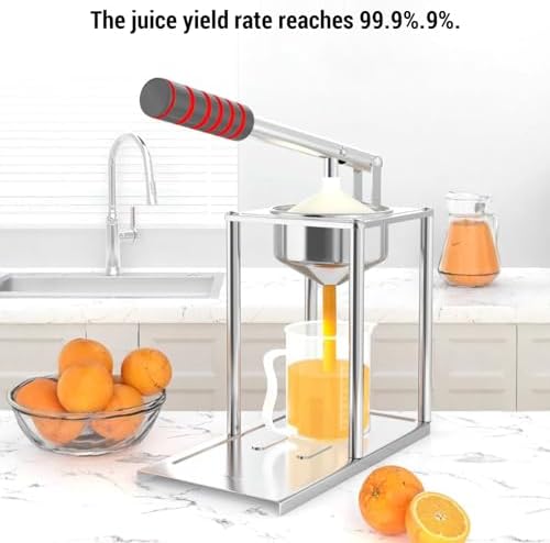 Manual Juicer, Stainless Steel Hand Press Juicer Machine for Orange Citrus Lemon Lime Grapefruit, Home Kitchen Tool, Orange Squeezer, Ergonomic Handle