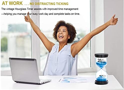25 Minute Sand Hourglass Timer: Plastic Sand Clock 25 Min, Extra Blue Reloj De Arena, Unity Hour Glass Colorful Sandglass Timer for Kids, Games, Classroom, Kitchen, Decoration