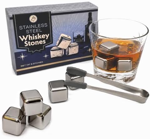 Whiskey Cubes, Stainless Steel Chilling Rocks, Set of 8
