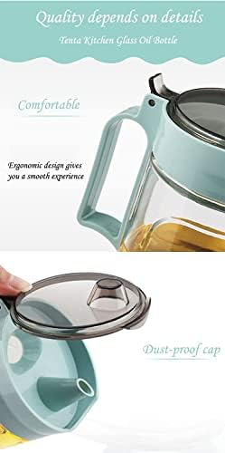 TENTA KITCHEN Olive Oil Vinegar Syrups Bottle Dispenser Cruet - 550ml(18.6 Oz) Oil Bottle Glass With No Drip Plastic Bottle Spout And Protective Cap(Green 1PC)