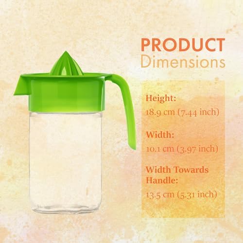 Glass Lemon Juicer, Small Grapefruit and Citrus Juicer, Extractor Manual Hand with Handle and Pour Spout, BPA Free and Lead-Free Heavyweight Crystal Clear Glass 22.31oz (green)
