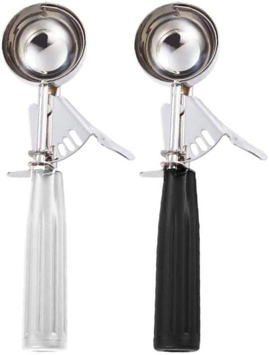 Meadow Lane Trigger Scoop - #24 Size (2-in Diameter) 2.7 Tbsp Capacity, Stainless Steel, Portion Control, Ice-cream & Cookie Dough Scoop, Black and Light Gray, 2-Pack