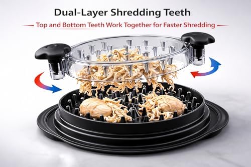 Chicken Shredder Tool Twist – Large Meat Shredder for Chicken Breast, Fast Manual Chicken Shredder Tool for Pulled Pork, Dishwasher Safe Handheld Meat Shredding Tool for Kitchen & BBQ