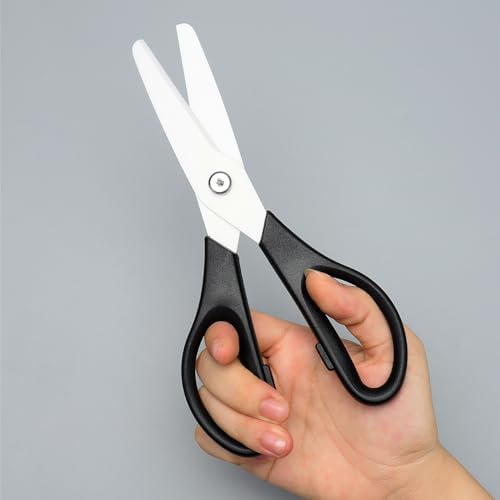 Ceramic Kitchen Scissors 8" Ceramic Blade Scissors White Sharp Blade with Black ABS Handle Cooking Shears for Office School Crafting Kitchen (Black)