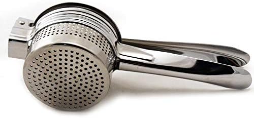 1 Stainless Steel Potato Masher Heavy Duty Potato Ricer Fruit Vegetable Press Stainless Steel Potato Ricer & No Lumps Potato Masher Masher Large Capacity Kitchen Tool, Press and Mash Kitchen Gadget