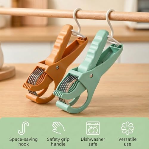 2 Pcs Multifunctional Fruit and Vegetable Slicer with 2 Portable Hooks, 2026 Upgraded Food Manual Slicer, Ideal for Banana, Sausages, Cucumbers, Strawberries, Essential Stuff for Kitchen or Camping
