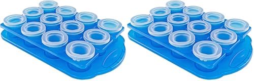 Fairly Odd Novelties 12pc Set-Add Water & Freeze to Make Ice Shot Glasses-Includes Serving Tray, One Size, Blue,FON-10051 (Pack of 2)