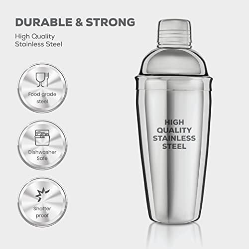 FineDine Stainless Steel Cocktail Shaker Set, 10-Piece Bartender Kit