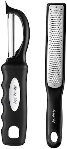Spring Chef Premium Swivel Vegetable Peeler & Handheld Zester - 2 Product Bundle - Black