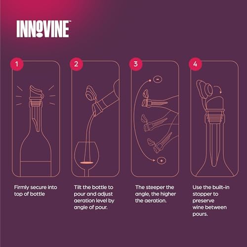 Innovine Wine Aerator Pourer with Built In Stopper, Tilt Design to Enhanced Flavor and Smooth Taste, Easy Pour, No Drip, Perfect for Red & White Wines, Home Bar Accessories, Set of 1, Dark Teal