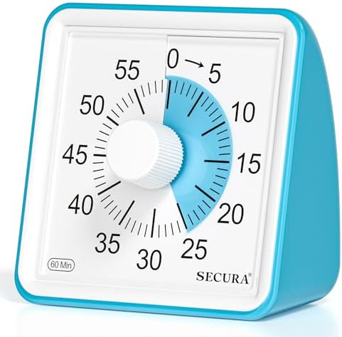 Secura Visual Timer for Kids, 60 Minute Classroom Countdown Timer for Study