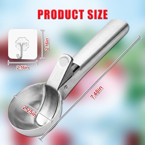 Ice Cream Scoop,Portable Stainless Steel Ice Cream Scoop with Trigger and Comfortable Handle,Dishwasher Safe,DIY Ice Cream,Gelato,Sorbet,Cake Batter (4p-silver)