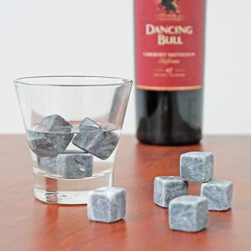 Marble Whiskey Stones – Natural Reusable Chilling Rocks for Whiskey & Bourbon, Silver Finish, One Size
