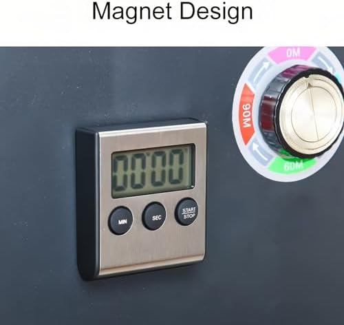 4 Pack Digital Timer with Magnetic Countdown Loud Alarm Hanging Hole Bracket Stainless Steel Battery Easy to Carry for Kitchen Cooking Baking Sports (Silver)