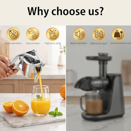 Heavy Duty Cast Iron Juicer Manual Hand Press, Stainless Steel Fruit Juice Squeezer for Lemon & Orange, Citrus Press Juicer (PRO)