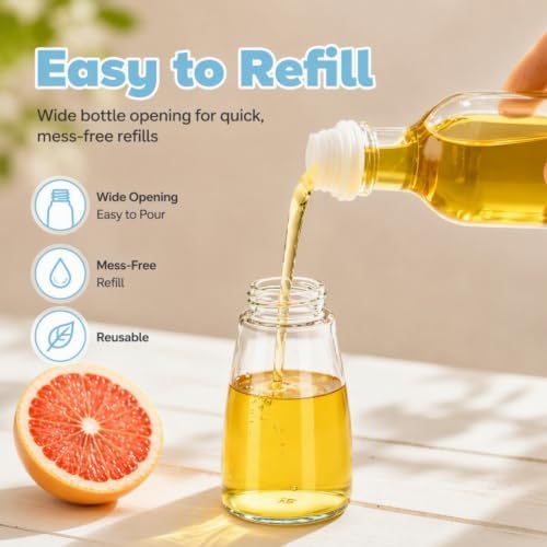 12 Pack Soy Sauce Dispenser Bottle, 6 OZ Glass Leakproof Olive Oil Cruet, Small Clear Vinegar Dispensing Bottle, Non Drip Cooking Oil Container for BBQ Seasoning Kitchen Frying Picnic