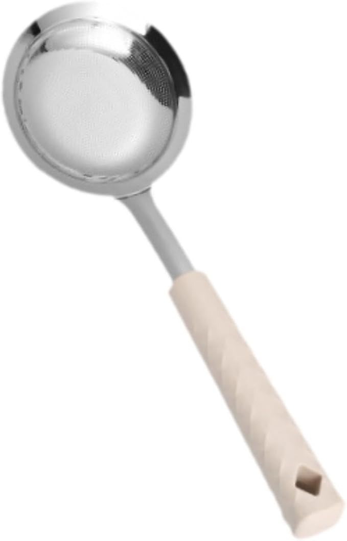 Fine Mesh Skimmer Spoon, Stainless Steel for, Gravy and Foam Strainer Ladle, Apricot