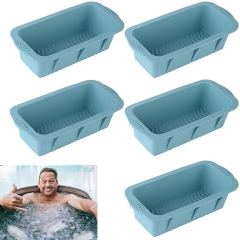 5Pcs Extra Large Ice Block Mold, Silicone Ice Block Molds for Ice Bath Tub, Big Ice Cube Molds for Ice Bath, Nordic Blue Ice Maker for Cold Plunge or Coolers, Ice Tray Accessories for Ice Bath Chiller