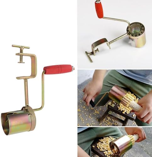 Hand Crank Corn Thresher, Efficient Peeling Firm Clamping Comfortable Wood Handle, Manual Corn Sheller Stripper for Easy