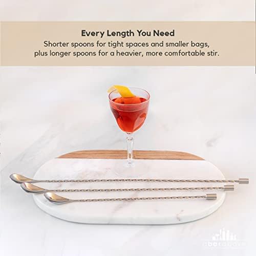A Bar Above Bar Spoon Set of 3 in 12, 15, and 17 Inch, Spiral Handle