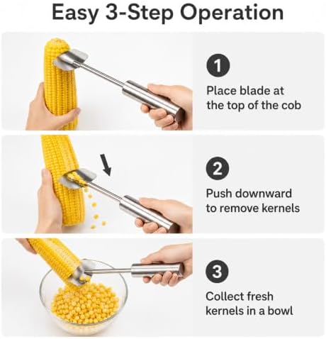 Stainless Steel Corn Peeler Tool, Long Handle Kernel Stripper