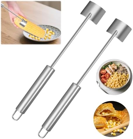 2 Pack Stainless Steel Corn Cob Stripper Tool, Fast Corn On The Cob Remover, Multi-Use Dishwasher Safe Kitchen Gadget for Home & Commercial Prep
