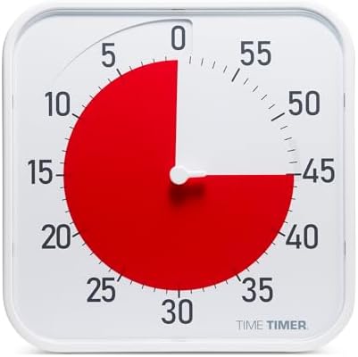 Time Timer Original 12" Visual Countdown Timer – Large 60-Minute Classroom Visual Timer for Modern classrooms, Student Groups & Adult Meetings – Helps with Focus, ADHD, Autism – (Red & White)
