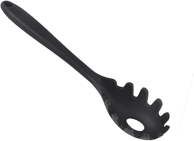Silicone Spaghetti Server, Silicone Pasta Fork, Non-Stick Spaghetti Spoon - 28.5cm Length - Black -