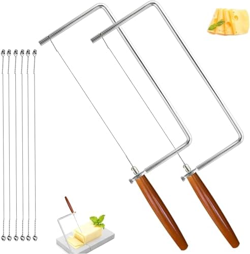 7in Cheese Slicer Kit Accessories Kitchen Knife Cheese Cutter Stainless Steel Components DIY for Making Giftable Cheese Cutting Boards with Cheese Cutter Kit,Wire Cheese Slicer (2Slicer+6Wires)7"
