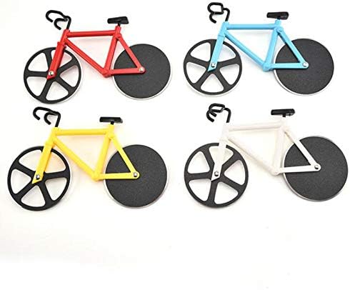 Bicycle Pizza Cutter Wheel Non-stick Dual Cutting Wheels Stainless Steel Bike Pizza Slicer with a Stand for Pizza Lovers Kitchen Gadget?Red?