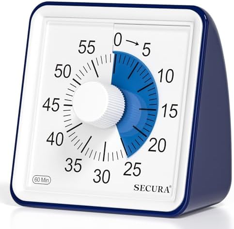 Secura Visual Timer for Kids, 60 Minute Classroom Countdown Timer for Study