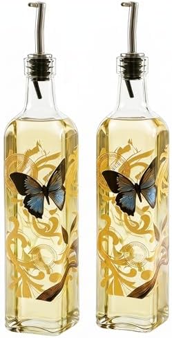 DUSVALLY 2 Pack Glass Olive Oil Dispenser, 17oz Oil & Vinegar Bottles