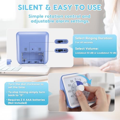 Secura Visual Timer for Kids, 60 Minute Classroom Countdown Timer for Study